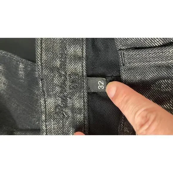 RALPH LAUREN BLACK LABEL GUNMETAL WAX WIDE LEG JEANS - Picture 10 of 12